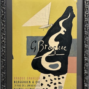 Georges Braque Original Event Poster Original &quot;Ville De Paris&quot;Tax Stamp Attached W COA