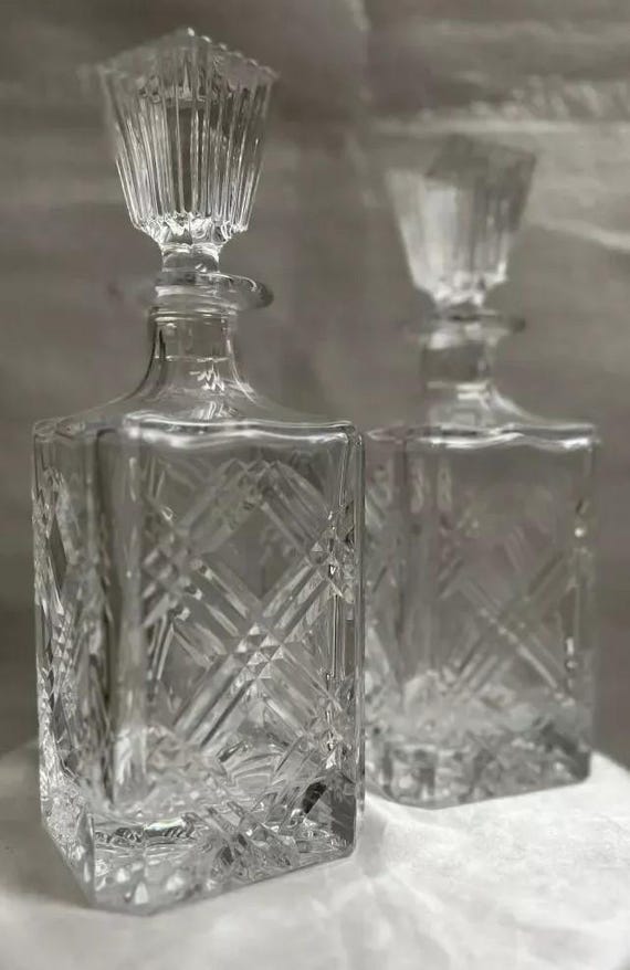 Pair of MACRYL CRYSTAL METROPOLIS Square Decanters - Etsy