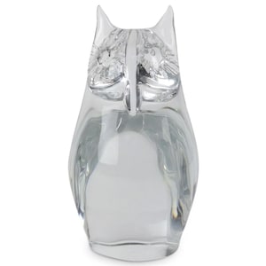 Vintage Daum France Large Heavy Crystal Owl Figurine