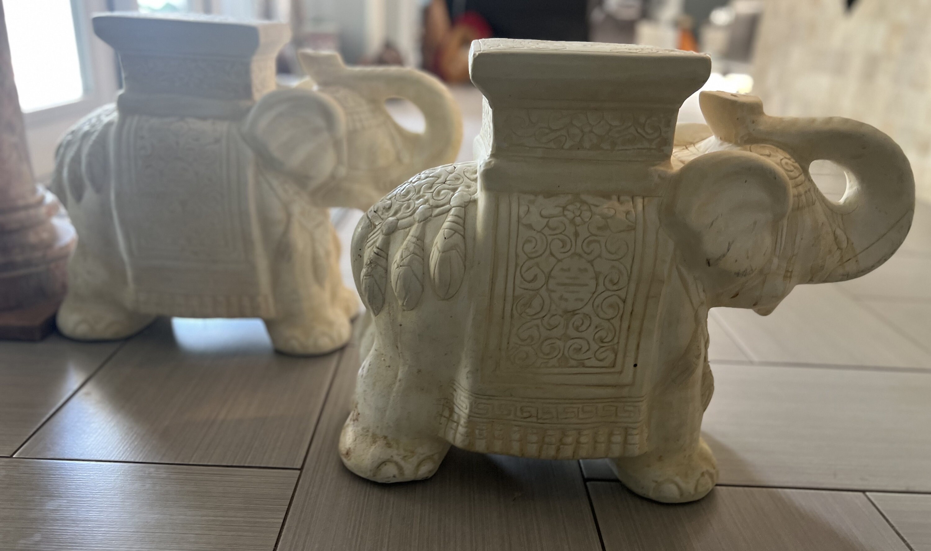 Porcelain elephant stool sale