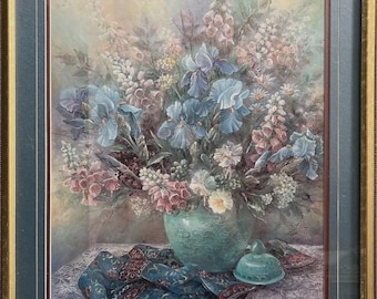 Lena Liu " Flowers in a Vase" Hand Signed and Numbered