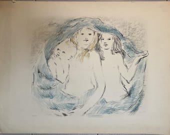 Framed French Artist Marcel Harang, Sur Le Banc (on the