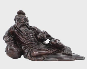 Chinese Carved Wood Zhong Kui Deity Sculpture
