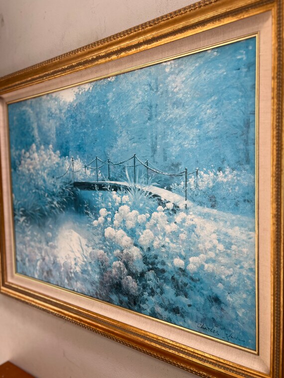 Charles Zhan Original Large Oil Painting on Canvas Signed Floral