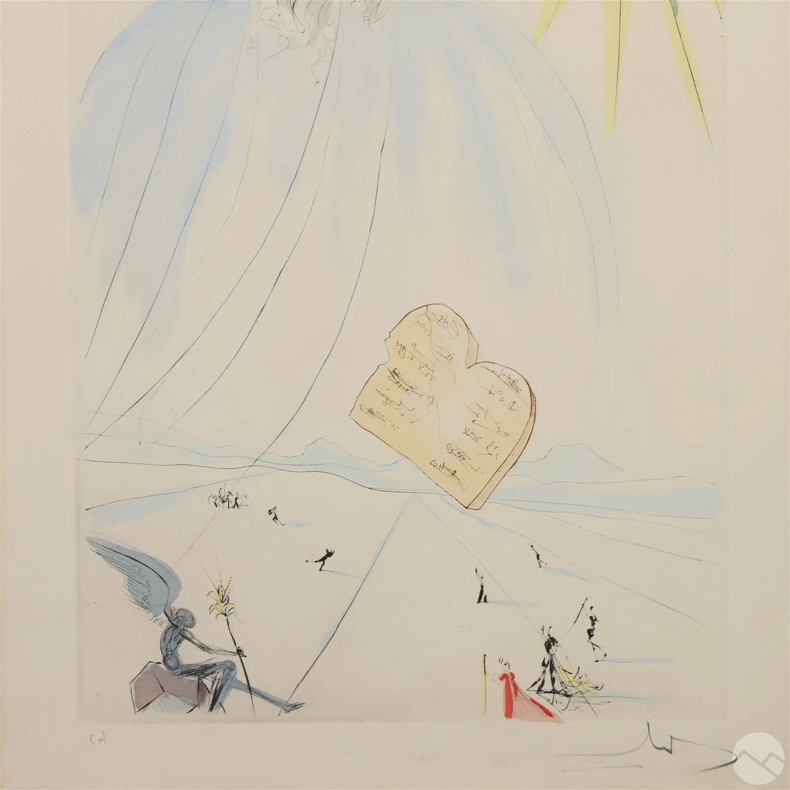 鉛筆画　サルバドール・ダリ サルバドール・ダリ 1904-1989 MOSES 鉛筆画 EA、エッチング、鉛筆で