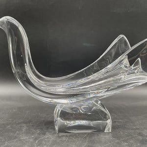 DAUM Stunning Large Bird Crystal Sculpture France Signed at Base