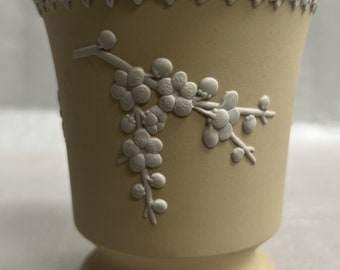 Wedgewood Jasperware Yellow Primrose White Prunis Cup- Vase-Cachepot