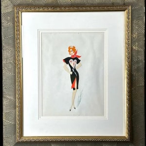 Dipinto originale ERTE, guazzo su carta, firmato, certificato di autenticità sul retro