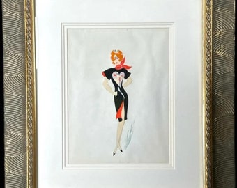 ERTE Original Painting, Gouache on Paper , Signed, COA on Back