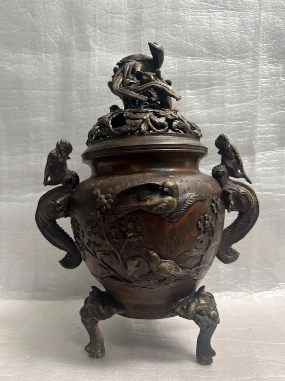 日本の明治時代または19世紀後半から20世紀初頭の東洋青銅香炉 - Etsy 日本