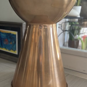 Large round Metal End Table/ Pedestal/ Stool Copper Color over Metal 22" tall