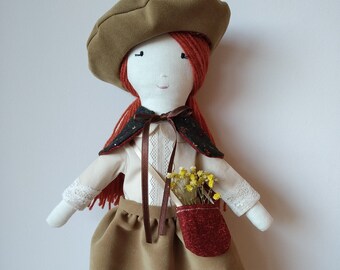 Handmade fabric doll - soft and kind rag doll - with removable clothes - one of a kind doll - 40cm/16in
