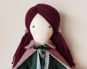 Handmade fabric doll - soft and kind rag doll - vintage stuffed doll - removable clothes - birthday girl gift - cotton toy play
