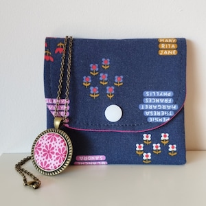Monedero y collar hechos a mano / Billetera de tela / Monedero portamonedas / Monedero pequeño / Collar de tela textil / Regalo original arte único