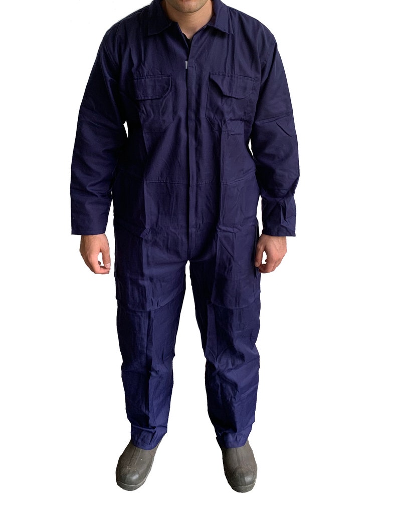 Navy Poly Cotton Work Overalls - Boiler Suit Coveralls For Warehouse, Garage & Trade