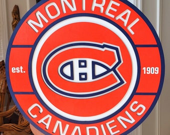 Montreal Canadiens Hockey Team Logo 3D Wooden Sign, Medallion Sports Sign for Man Cave, Home Decoration, Sports Fan Gift