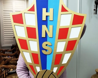 HNS - Croatia national football team Logo 3D Wooden Sign, Medallion Sports Sign for Man Cave, (Croatian: Hrvatska nogometna reprezentacija)