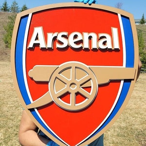 Arsenal Football Club Logo 3D Wooden Sign, Medallion Sports Sign for Man Cave, Home Decoration, Sports Fan Gift