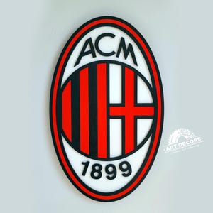 AC Milan Logo 3D Wooden Sports Sign | Medallion for man cave | Games Room Decoration | Men's gift | Unique Gift idea |  Basement decor