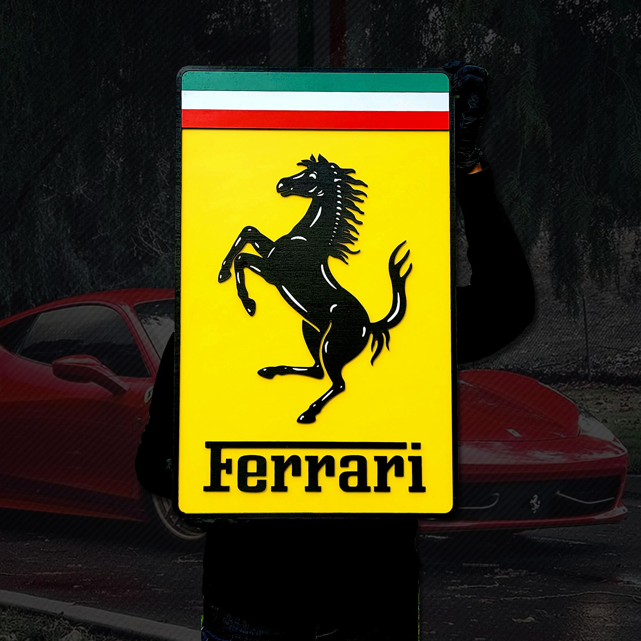 3D Ferrari Car Logo crest, Wooden Sign, Medallion Car Sign for Man Cave, Home Decoration, Ferrari Fan Gift, Christmas Gift idea