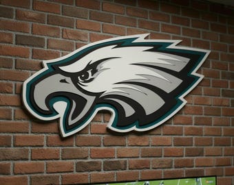 Letrero deportivo de madera 3D de los Philadelphia Eagles / Medallón para cueva de hombre / Decoración para sala de juegos / Idea de regalo única para hombres / Decoración para sótano