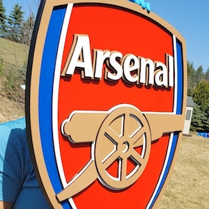 Arsenal Football Club Logo 3D Wooden Sign, Medallion Sports Sign for Man Cave, Home Decoration, Sports Fan Gift