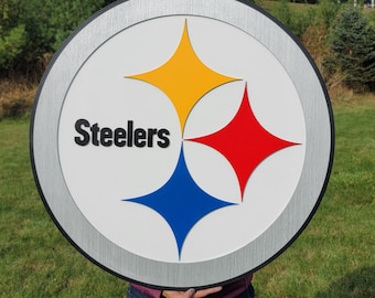 Steelers Logo 3D Wooden Sign, Medallion Sports Sign for Man Cave, Home Decoration, Sports Fan Christmas Gift idea for Baltimore fans