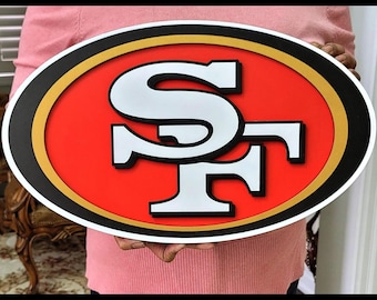 Letrero deportivo de madera 3D de los San Francisco 49ers / Medallón para cueva de hombre / Decoración para sala de juegos / Idea de regalo única para hombres / Decoración para sótano