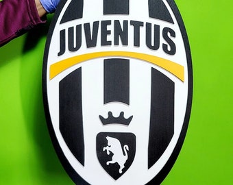 Juventus Football Club Italian Team Logo 3D Wooden Sign, Medallion Sports Sign for Man Cave, sports bar, Sports Fan Gift