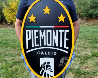 Piemonte Calcio FC Team Logo 3D Wooden Sign, Medallion Sports Sign for Man Cave, sports bar, Sports Fan Gift