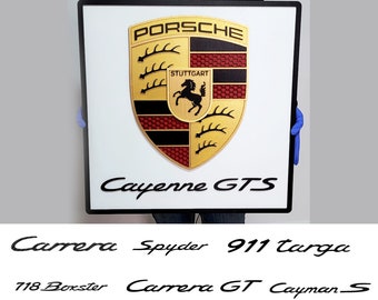 3D Porsche Car Wooden Logo Sign, Car Medallion, Man Cave Sign, Home Decoration, Porsche logo gift