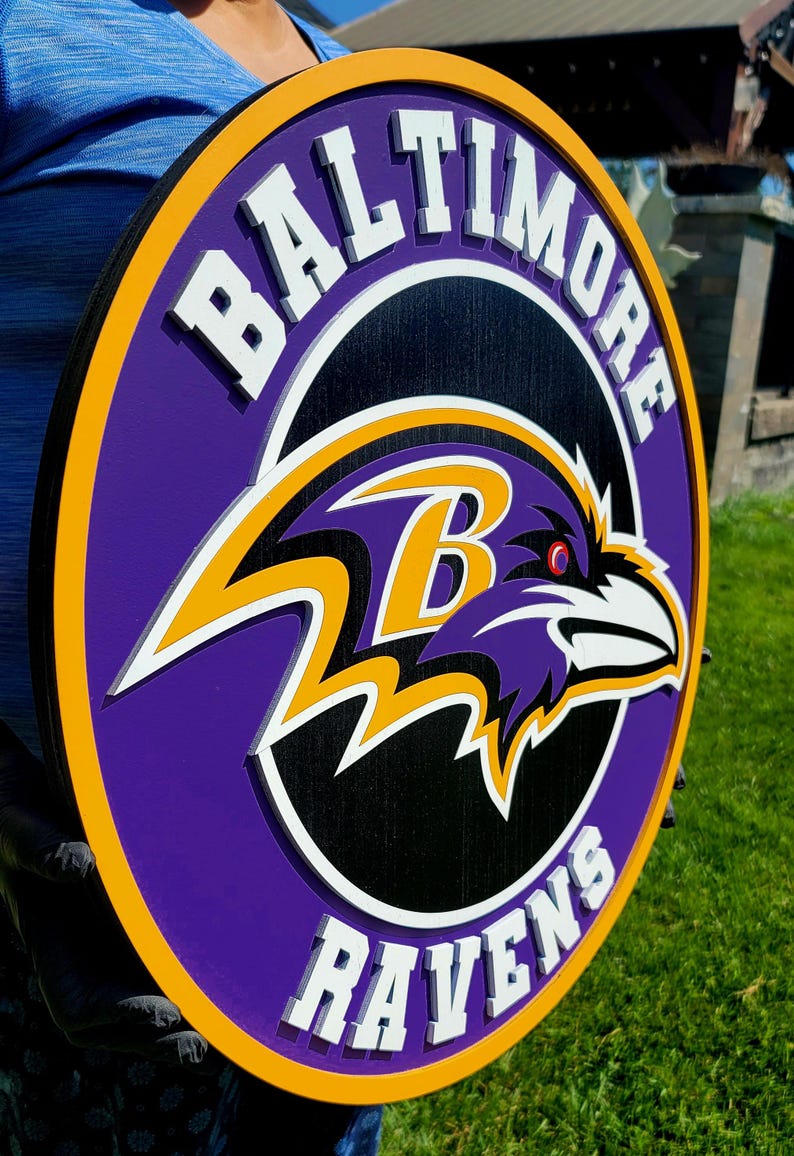 Baltimore Ravens 3D Wooden Sports Sign | Man Cave Games Room Decoration ...