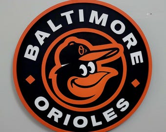 Letrero deportivo de madera 3D de los Baltimore Orioles / Medallón para cueva de hombre / Decoración para sala de juegos / Idea de regalo única para hombres / Decoración para sótano