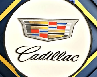 Cadillac car Logo 3D Wooden Sign, Car Medallion Sign for Man Cave, Home Decoration, Porsche Car owner/Fan Gift