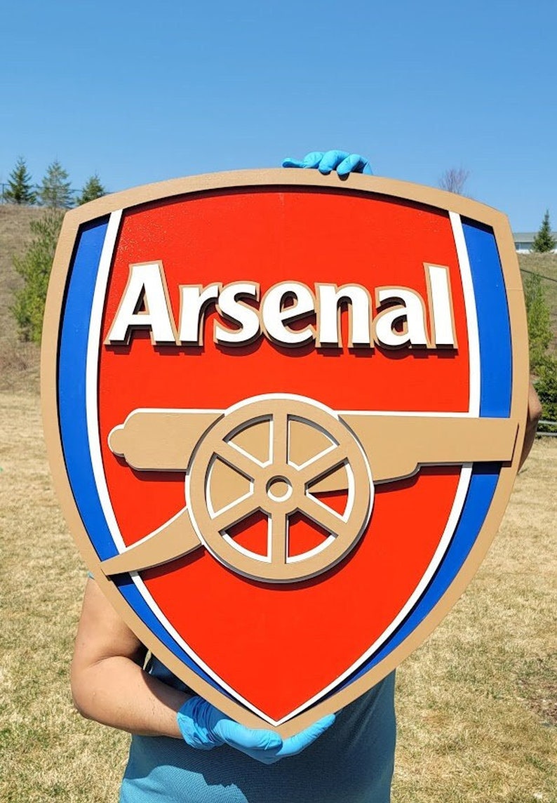 Arsenal Football Club Logo 3D Wooden Sign, Medallion Sports Sign for Man Cave, Home Decoration, Sports Fan Gift