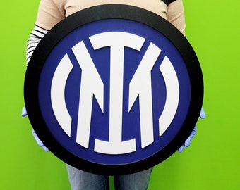 New Inter Milan Football Team Logo 3D Wooden Sign, Medallion Sports Sign for Man Cave, Home Decoration, Sports Fan Gift