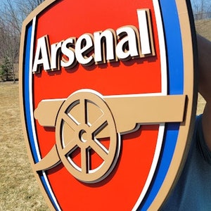 Arsenal Football Club Logo 3D Wooden Sign, Medallion Sports Sign for Man Cave, Home Decoration, Sports Fan Gift