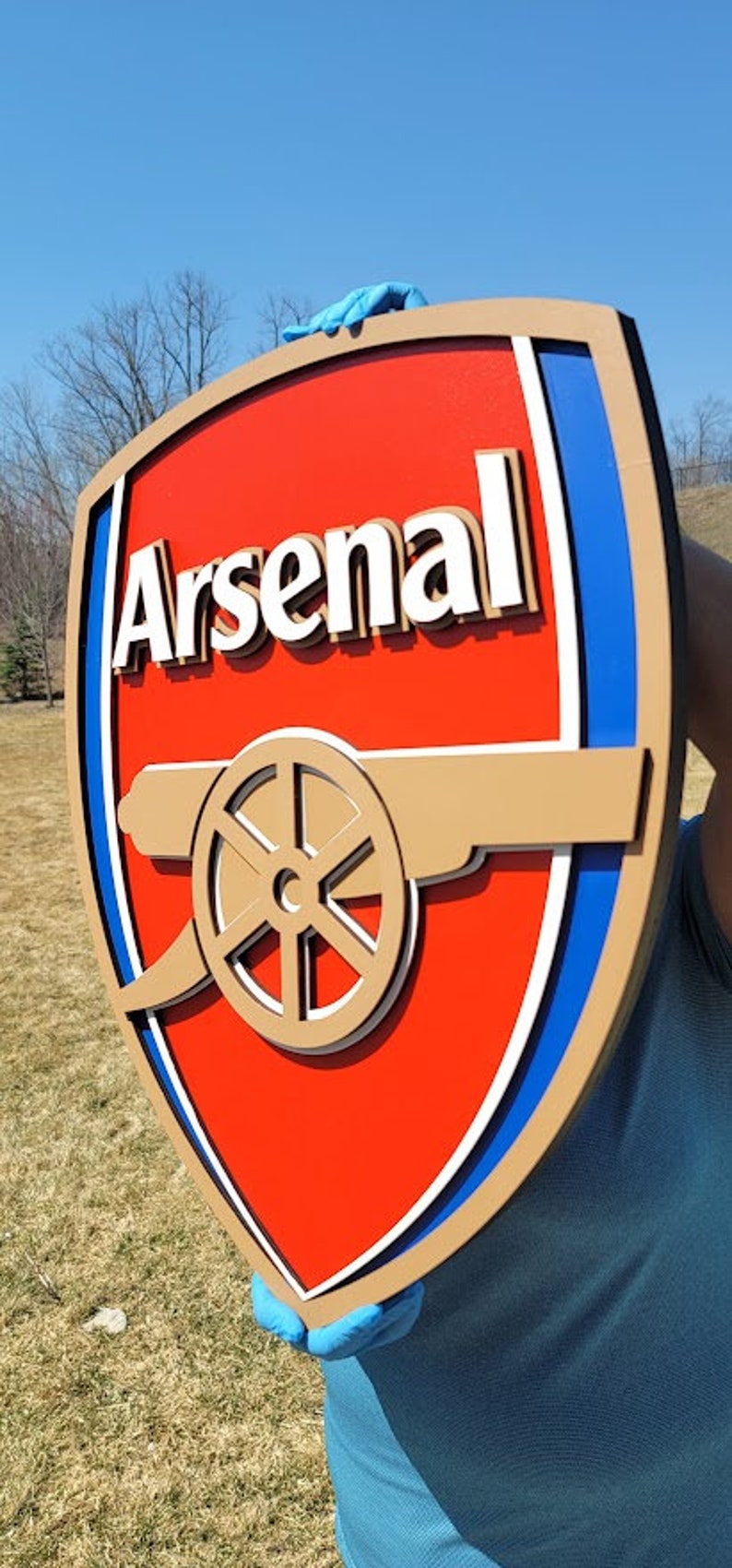 Arsenal Football Club Logo 3D Wooden Sign, Medallion Sports Sign for Man Cave, Home Decoration, Sports Fan Gift