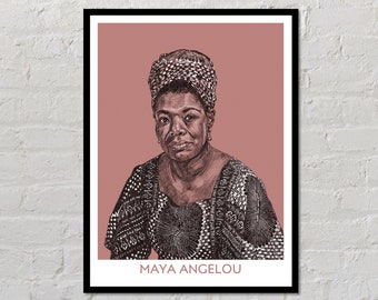 Maya Angelou | Author Poster, Writer Gift, Literary Print, Classroom Poster, Modern Home Decor, Teacher Gift
