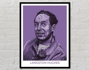 Langston Hughes | Author Poster, Writer Gift, Literary Poster, Classroom Poster, Modern Home Decor, Poetry Print