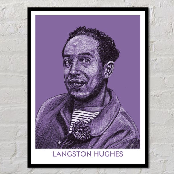 Langston Hughes | Author Poster, Writer Gift, Literary Poster, Classroom Poster, Modern Home Decor, Poetry Print
