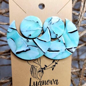 Polymer clay, Earrings, blue, arcilla polimérica, handmade, Aquarela, Clay earrings, handmade earrings