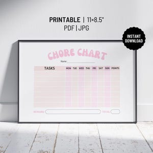 Printable Chore Chart for Kids | Daily and Weekly Task Tracker | Minimalist Printable Routine Chart | Letter Size PDF JPG | Cute Chore Chart