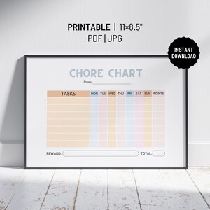 Printable Chore Chart for Kids | Daily and Weekly Task Tracker | Minimalist Printable Routine Chart | Cute Chore Chart | Chore Chart Pdf
