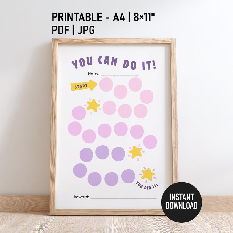 Printable Kids Reward Chart | Behavior Sticker Chart for Girls (digital ...