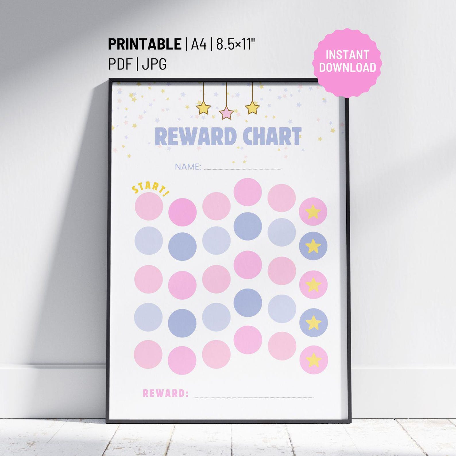 Printable Reward Chart | Instant Download | Potty Training Chart | Girl ...