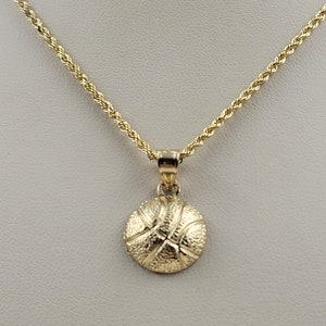 Gold Basketball Pendant with Chain, 10K Basketball Charm Pendant ,Sports Chain For Basketball Lover, Sports Jewelry, Mothers Day Gift