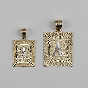 Collar con inicial de 10 quilates, colgante cuadrado con inicial personalizado, collares para mujer y hombre, regalo de cumpleaños para ella, regalo para el Día de la Madre