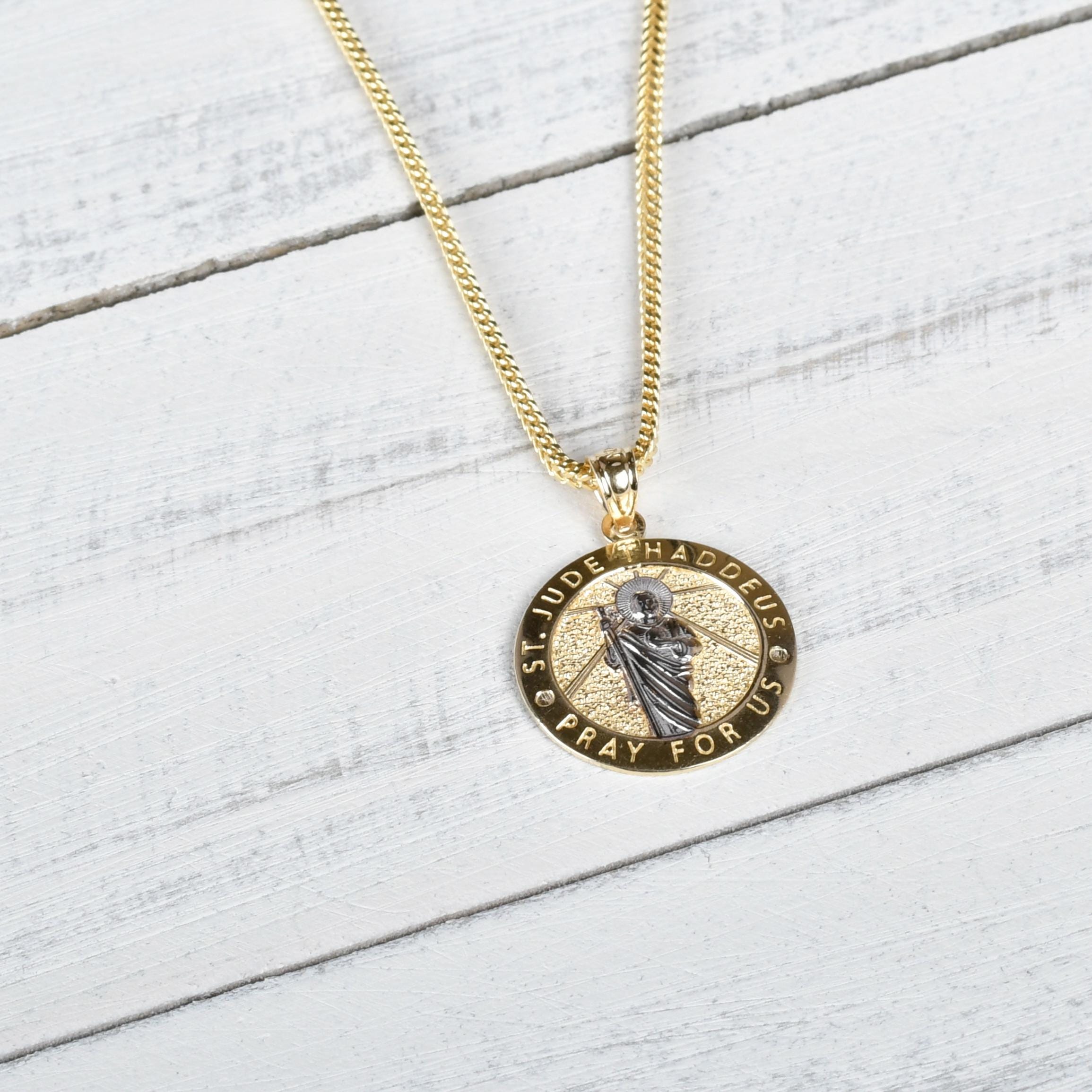 Saint Jude Thaddeus Medallion, Saint Judas Gold Pendant, Pray for Us ...
