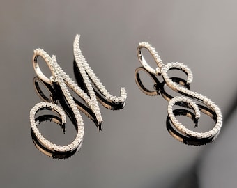 Colar com inicial de diamante, pingente de letra em ouro maciço 14K e 10K, colar personalizado para mulheres, presente de aniversário, presente para ela, presente de Natal